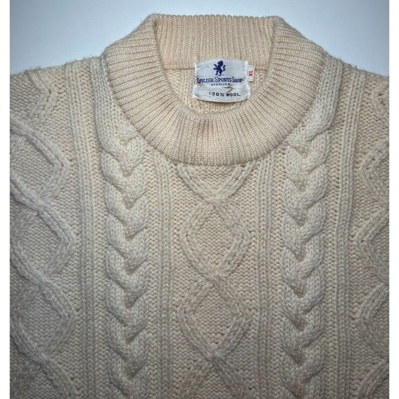 english sports shop Other - Vintage Men's English Sports Shop Cable Knit Sweater XL Wool Fisherman Ivory